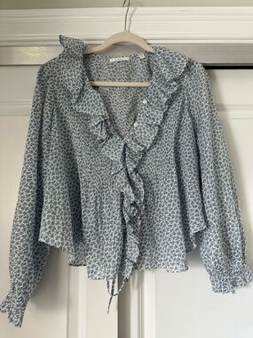 Doen Leanna pintucked floral-print organic cotton-voile blouse